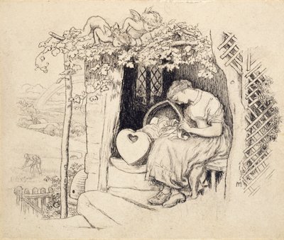 Am Wiege, 1873 von Arthur Hughes