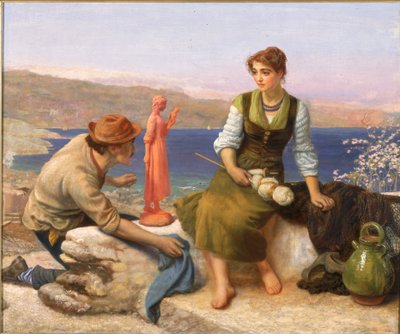 Das Werben des Töpfers, ca. 1886 von Arthur Hughes