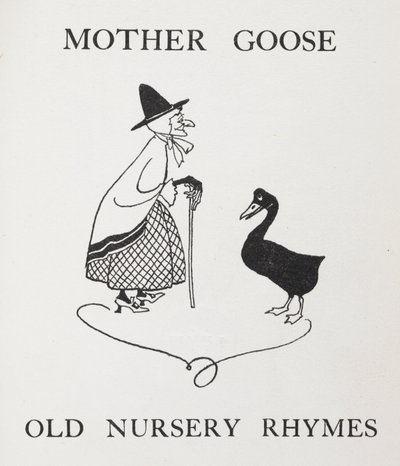 Mutter Gans. Alte Dame mit Gans von Arthur Rackham
