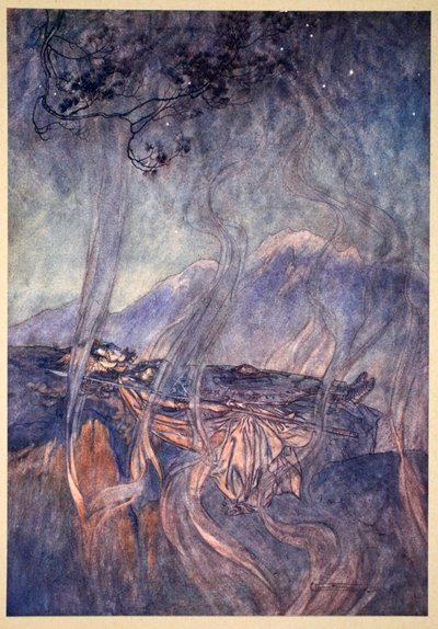 Der Schlaf von Brunnhilde, 1910 von Arthur Rackham