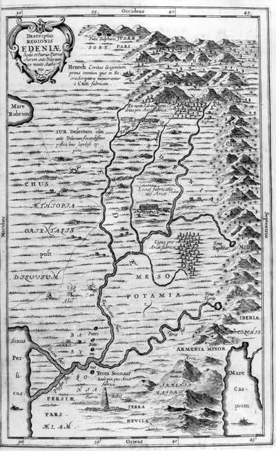 Karte des Garten Eden, 1675 von Athanasius Kircher