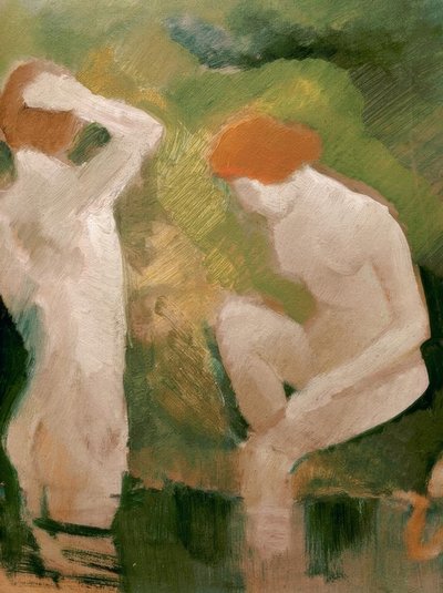 Badende am grünen Abhang von August Macke