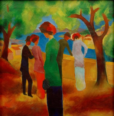Dame in grüner Jacke von August Macke