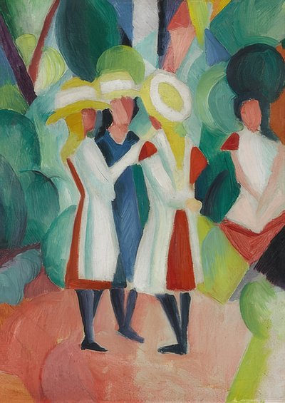 Drei Mädchen mit gelben Strohhüten (I) von August Macke