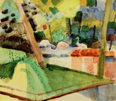 Flamingos im Zoo von August Macke