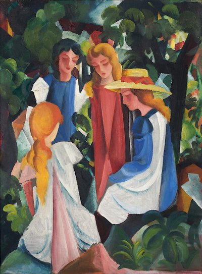 Vier Mädchen, 1912-1913 von August Macke