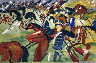Husaren beim Aufbruch, 1913 von August Macke
