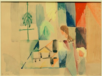 Kinder am Gemüseladen II von August Macke