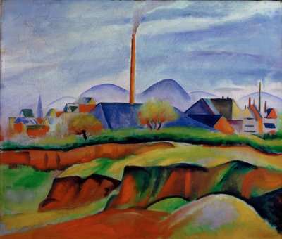 Landschaft mit Fabrik von August Macke