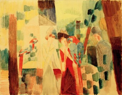 Mann und Frau bei den Papageien von August Macke