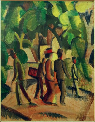 Promenade in Braun und Grün von August Macke