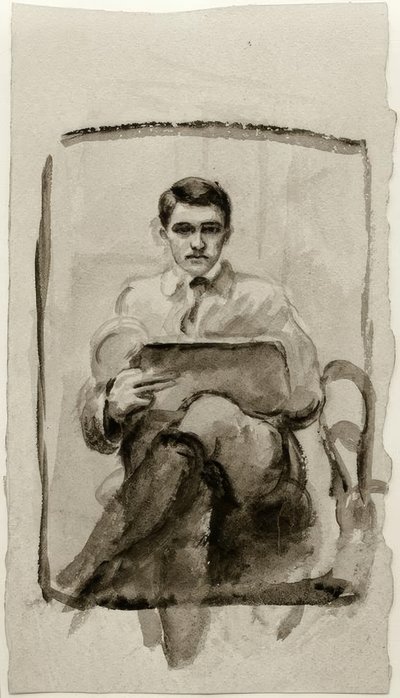 Selbstbildnis, zeichnend von August Macke