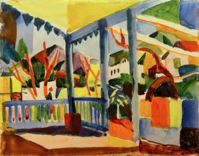 Terrasse des Landhauses in St. Germain von August Macke