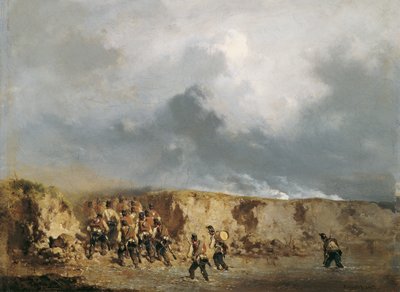Österreichische Soldaten eine Furt überschreitend von August von Pettenkofen
