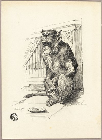 Bettelnder Affe von Auguste Andre Lancon
