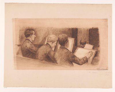 Unterricht in der Zeichenschule von Auguste Danse (signed by artist)