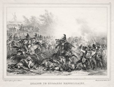 Album für 1833: Angriff der republikanischen Husaren von Auguste Raffet