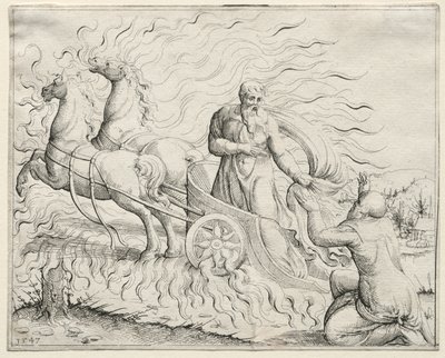 Elija steigt in den Himmel auf von Augustin Hirschvogel