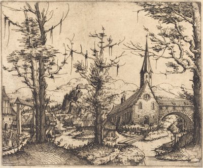 Landschaft mit Dorfkirche von Augustin Hirschvogel