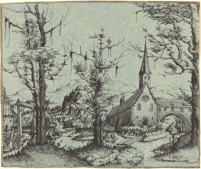 Landschaft mit Dorfkirche, 1545 von Augustin Hirschvogel