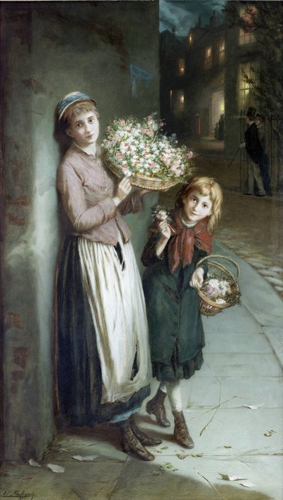 Blumenmädchen – eine Sommernacht von Augustus Edwin Mulready