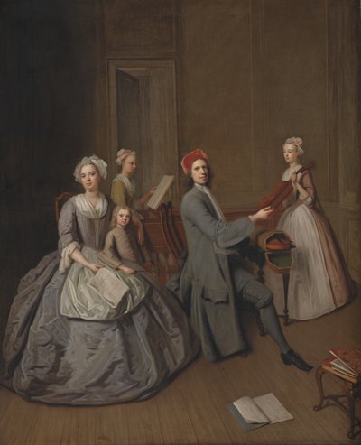 Die Familie des Künstlers musiziert zusammen von Balthasar Denner