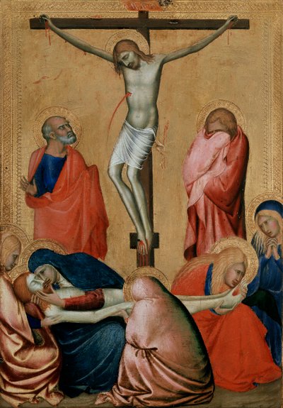 Die Kreuzigung und Klage, 14. Jahrhundert von Barna da Siena
