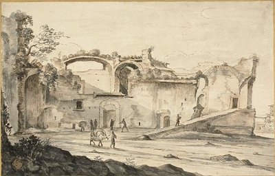 Reisende vor einer Ruine von Bartholomeus Breenbergh
