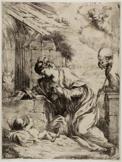 Die Jungfrau, die das Jesuskind anbetet von Bartolomeo Biscaino
