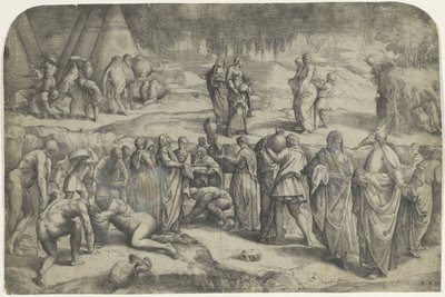 Sammeln des Manna von Battista Franco