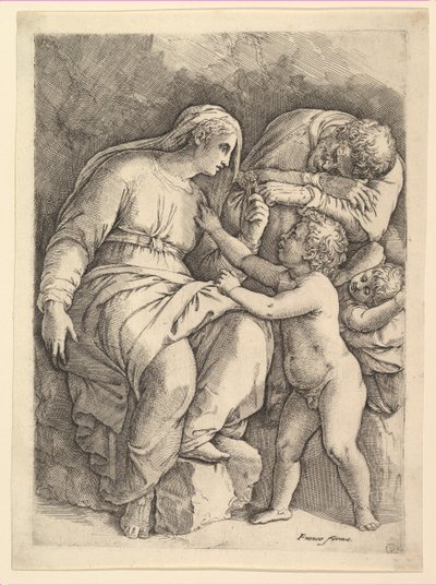 Die Heilige Familie von Battista Franco Veneziano