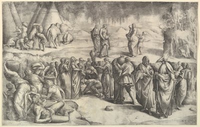 Die Israeliten sammeln Manna, ca. 1547 von Battista Franco Veneziano