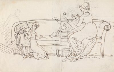 Mrs. West und Tochter spielen Fangen von Benjamin West