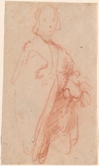 Ein stehender Mann mit Umhang und Handschuhen von Bernardo Strozzi