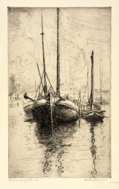 Boote auf dem Delft-Kanal von Bertha E. Jaques
