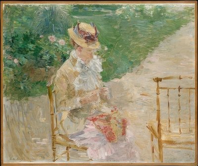 Junge Frau beim Stricken von Berthe Morisot