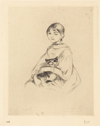 Kleines Mädchen mit Katze, 1888-1890 von Berthe Morisot