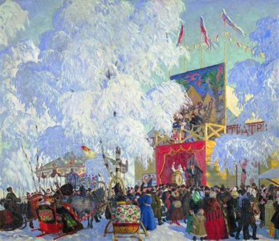 Jahrmarktbuden, 1917 von Boris Mikhailovich Kustodiev