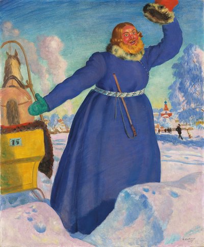 Der Kutscher, 1923 von Boris Mikhailovich Kustodiev