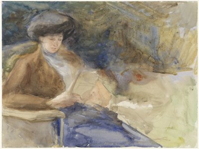 Sitzende lesende Frau von Bramine Hubrecht