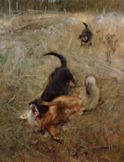 Hunde und Fuchs von Bruno Andreas Liljefors