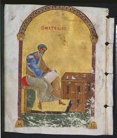 Blatt aus einem Lektionar mit St. Matthäus, 1057-1063 von Byzantine