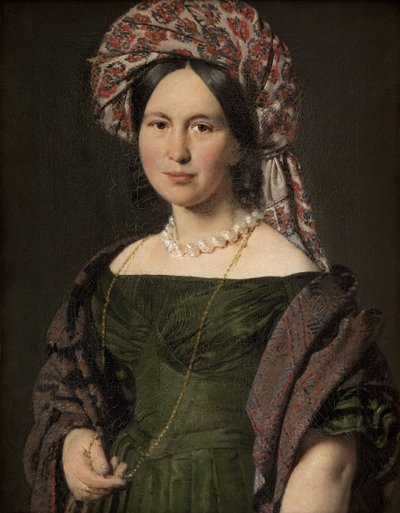 Die Frau des Künstlers mit einem Turban von C.A. Jensen