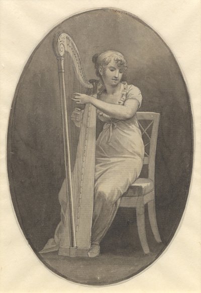 Eine Dame, die Harfe spielt von Christoffer Wilhelm Eckersberg