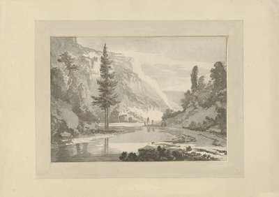 Berglandschaft mit Hirten am Flussufer von C. Brouwer