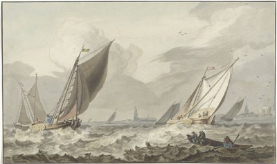 Zuiderzee mit Medemblik in der Ferne von C. Dietrich (prentmaker)