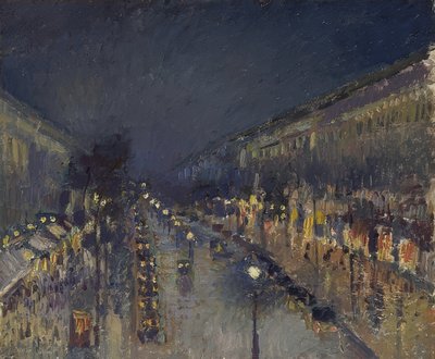 Der Boulevard Montmartre bei Nacht von Camille Jacob Pissarro