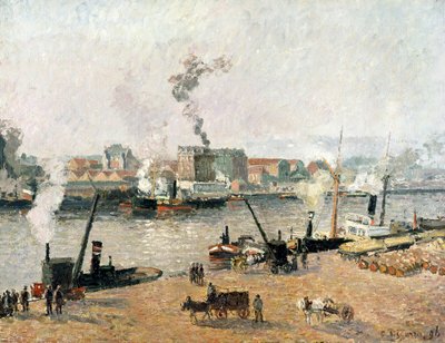 Nebliger Morgen in Rouen von Camille Jacob Pissarro