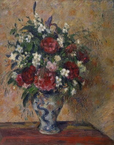 Stillleben mit Pfingstrosen und Pfeifenstrauch von Camille Jacob Pissarro