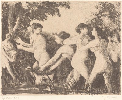 Badende ringen, ca. 1896 von Camille Pissarro